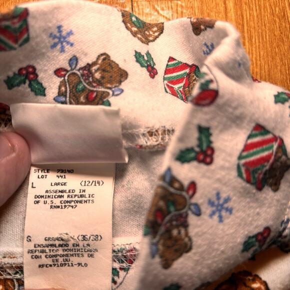 Holly Time Vintage Christmas Turtleneck Teddy Bear Print Sweater Large - Picture 4 of 6